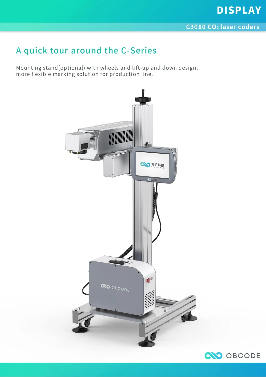 Qbcode C-Series CO2 Laser Marking Machine 30W on-Line Flying Marking/Engraving and Cutting Machine Printer for Wood/Food/Water/Metal with CE